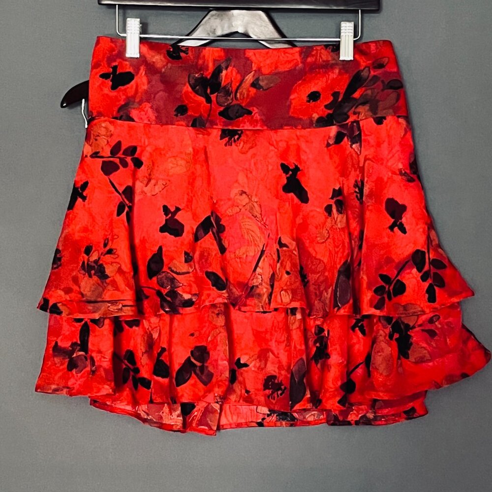 Lottie & Holly (Band of Gypsies) Red Layered Ruffle Skirt Women's Large